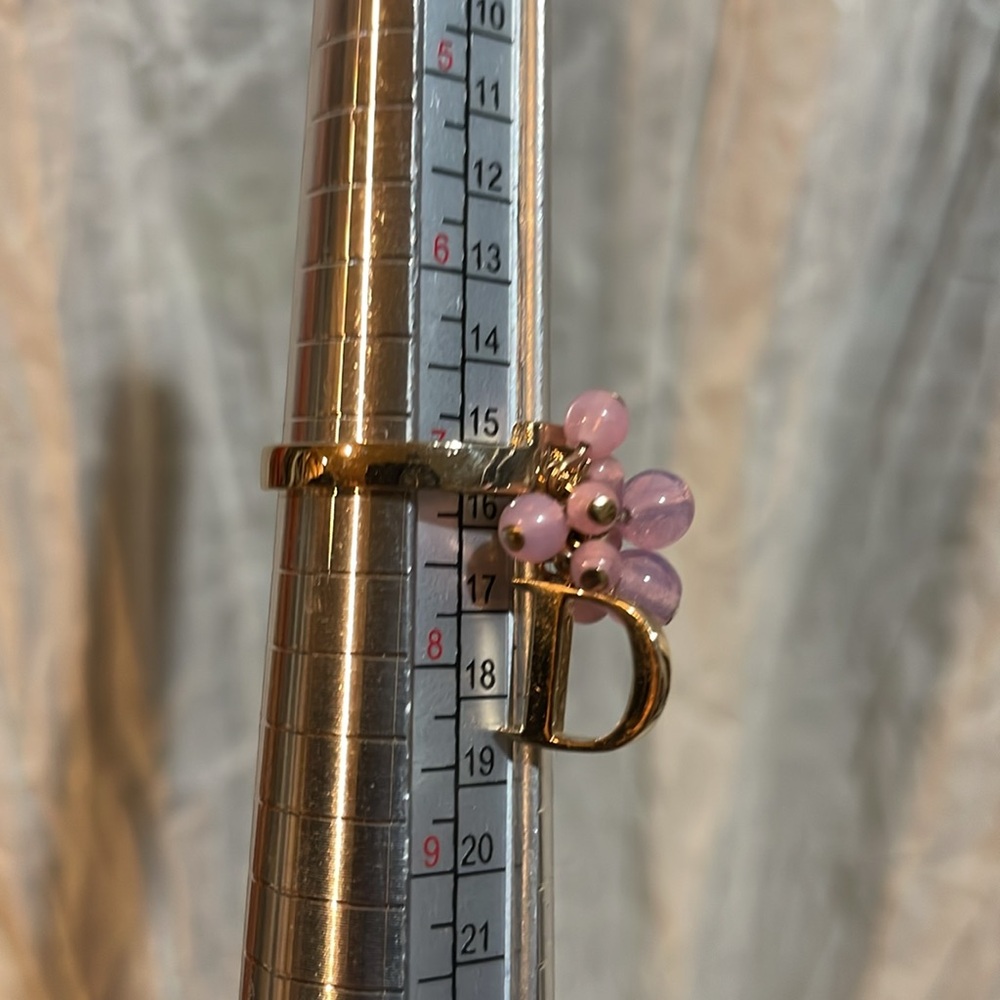 DIOR VINTAGE Gold Plated ring with Pink glass charms Size 7 
Includes Dior Box - Picture 6 of 6